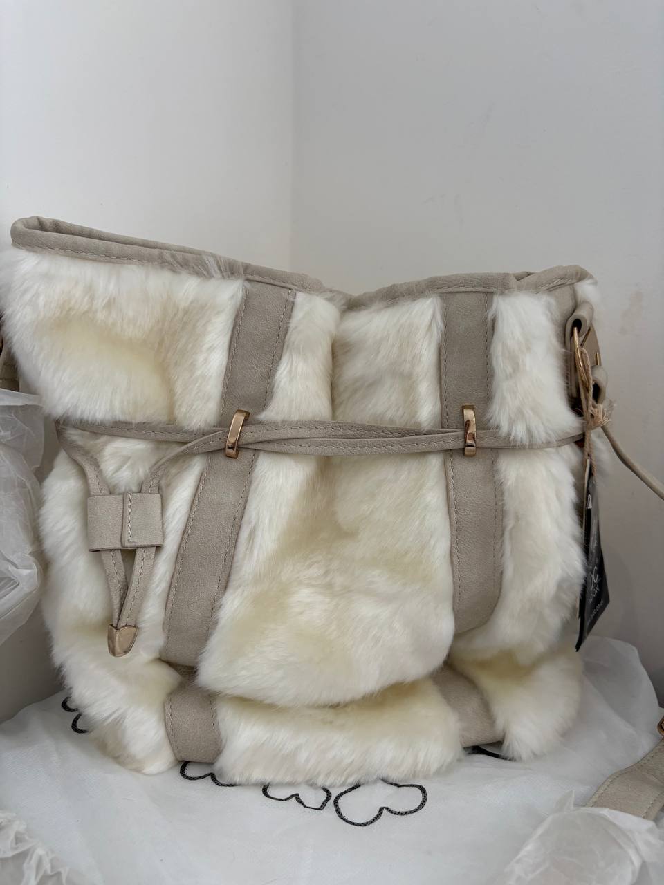 Faux Fur LYDC London Cross Body Bag